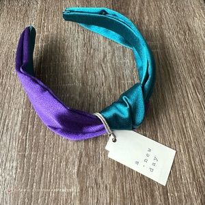 NWT A New Day Top Knot Simple Headband Satin Lined Mixed Purple Teal Target